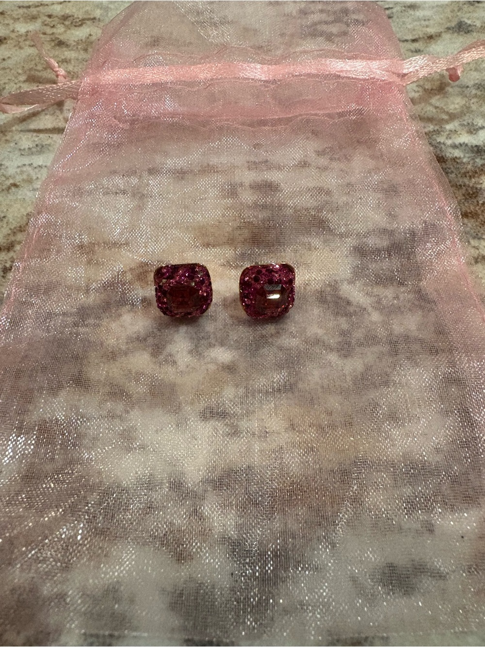 kate spade Pink Crystal Square Stud Earrings